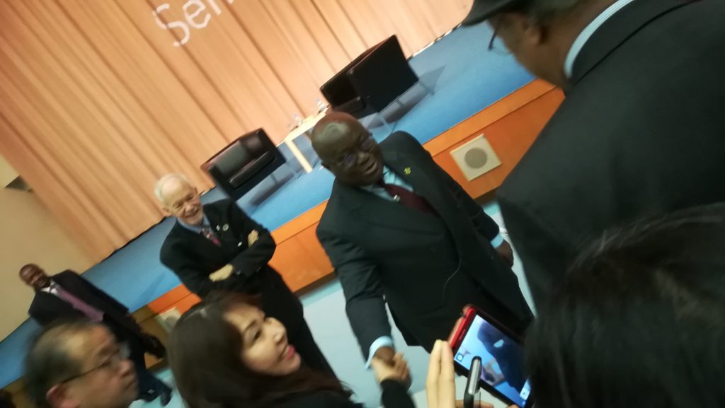 アクフォ＝アド ガーナ共和国大統領 (President of Ghana H.E. Nana Addo Dankwa Akufo-Addo）　デイビッド・マローン国連大学学長　 2018年12月12