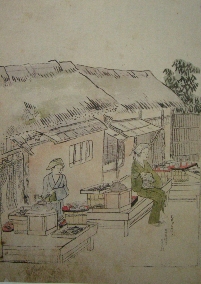 猿猴庵が東街便覧図略で描いた東海道の牛田 大豆煎茶屋