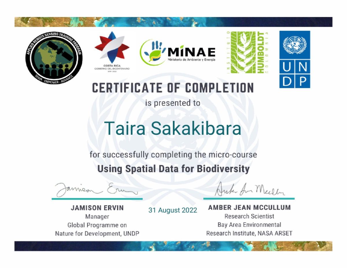Taira Sakakibara Using Spatial Data for Biodiversity Using Spatial Data for Biodiversity Learning for Nature page 001